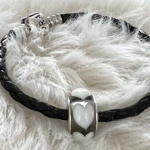 Pandora Retired Murano Glass Charm Black/White Hearts